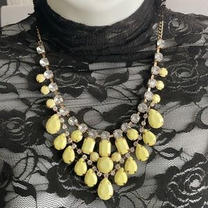 Women crystal rhinestone yellow necklace.